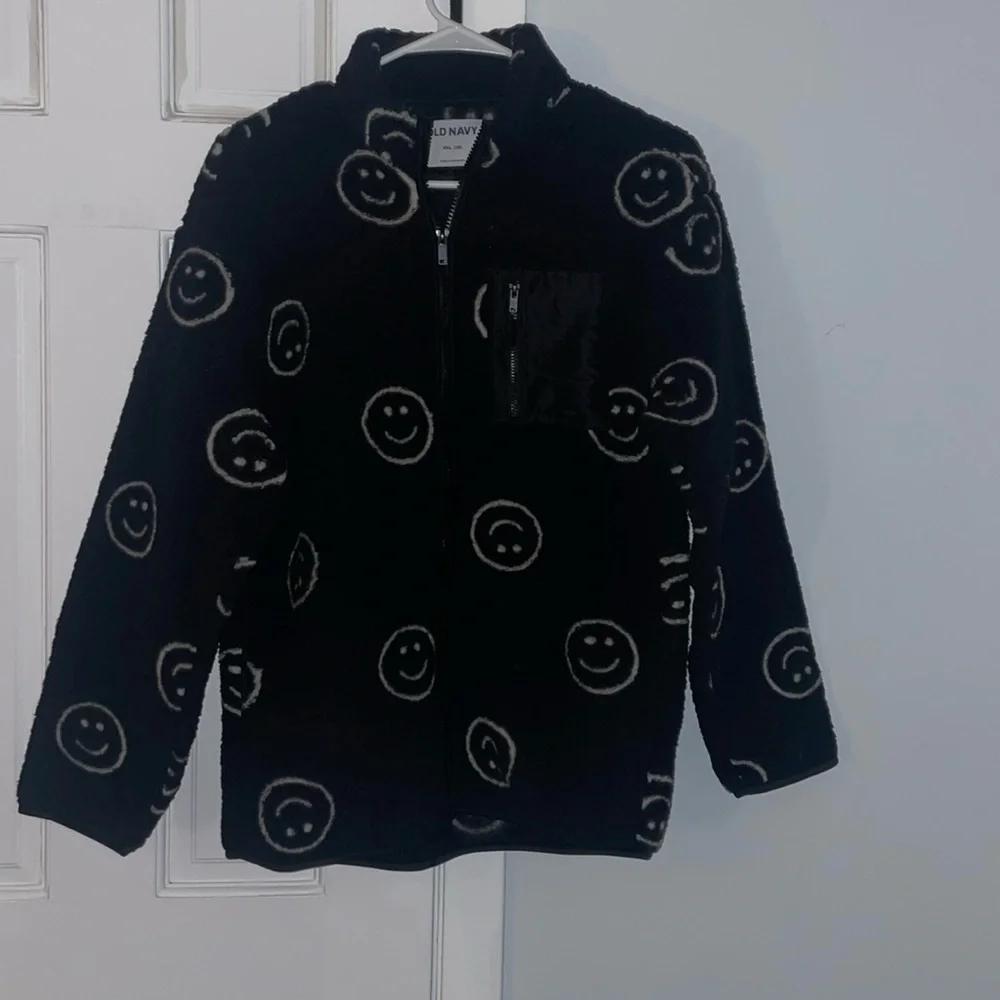 Old Navy Smiley Face Zip up Fleece Sweater